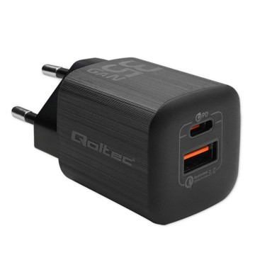 Qoltec 50764 mobile device charger Laptop  Portable gaming console  Power bank  Smartphone  Smartwatch  Tablet Black AC Fast cha