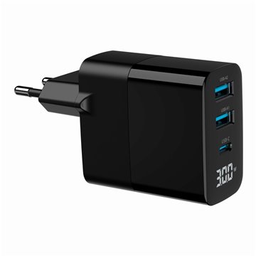 Gembird TA-UC-PDQC30LCD-BK-02 mobile device charger Universal Black AC Fast charging Indoor