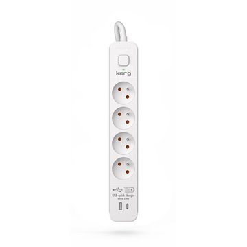KERG power strip with circuit breaker-4 USBC+USBA sockets 16A 1 5m