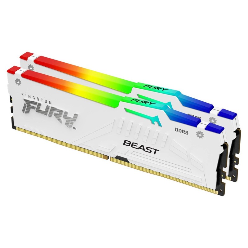 Kingston Technology FURY Beast 64GB 6000MT/s DDR5 CL36 DIMM (Kit of 2) White RGB EXPO Kingston Technology FURY Beast 64GB 6000MT/s DDR5 CL36 DIMM (Kit of 2) White RGB EXPO