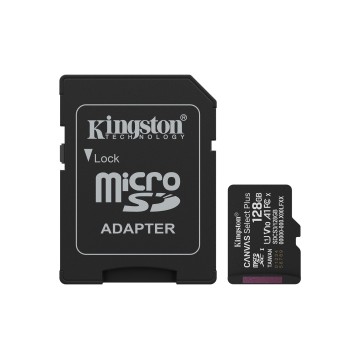 Kingston Technology 128GB microSDXC Canvas Select Plus Gen3 150MB/s A1 Card + Adapter