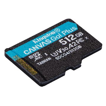 Kingston Technology 512GB microSDXC Canvas Go Plus Gen4 200R A2 U3 Single Pack w/o ADP