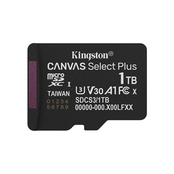 Kingston Technology 1TB micSDXC Canvas Select Plus Gen3 150R A1 Single Pack w/o ADP
