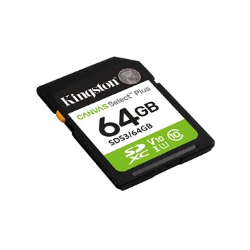 Kingston Technology 64GB SDXC Canvas Select Plus Gen3 100MB/s C10 UHS-I U1 V10