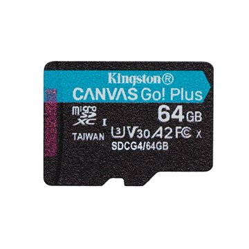 Kingston Technology 64GB microSDXC Canvas Go Plus Gen4 200MB/s A2 U3 V30 Card + Adapter