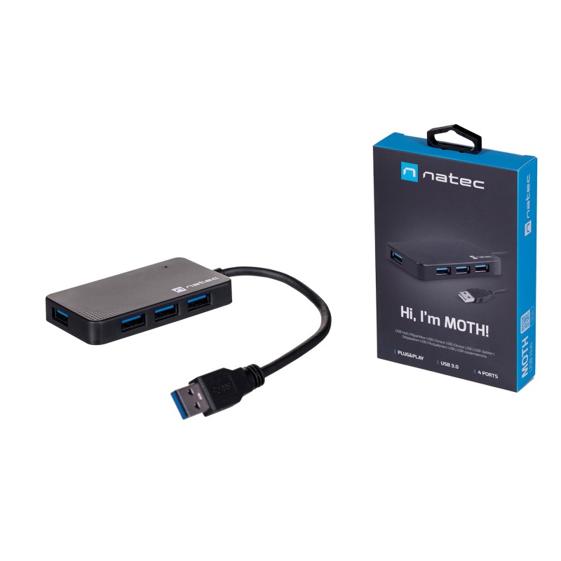 NATEC Hub USB 3.0 Moth (4 ports  black) NATEC Hub USB 3.0 Moth (4 ports  black)