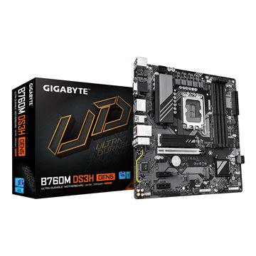 GIGABYTE B760M DS3H GEN5 Motherboard - Supports Intel Core 14th Gen CPUs  6+2+1 Phases Digital VRM  up to 5600MHz DDR5  2xPCIe 4