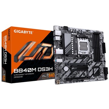 GIGABYTE B840M DS3H Motherboard - AMD Ryzen 9000 CPUs  8+2+2 Phases VRM  up to 8200MHz DDR5  2xPCIe 4.0 M.2  2.5GbE LAN  USB 3.2