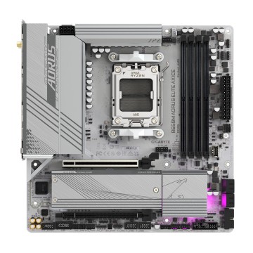 GIGABYTE B650M AORUS ELITE AX ICE Motherboard - AMD Ryzen 9000 Series CPUs  12+2+2 Phases VRM  up to 8000MHz DDR5 (OC)  1xPCIe 5