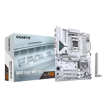 GIGABYTE B850 EAGLE WIFI7 ICE Motherboard - AMD Ryzen 9000 Series CPUs  8+2+2 Phases Digital VRM  up to 8200MHz DDR5 (OC)  1xPCI