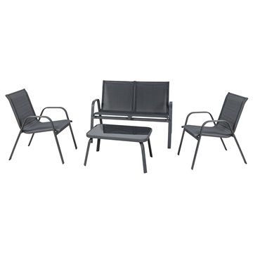 Garden furniture set RIVET black