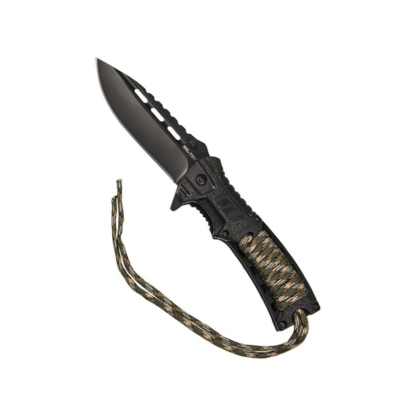 Mil-Tec Paracord folding knife with flintlock - Camo Mil-Tec Paracord folding knife with flintlock - Camo
