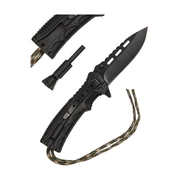 Mil-Tec Paracord folding knife with flintlock - Camo Mil-Tec Paracord folding knife with flintlock - Camo