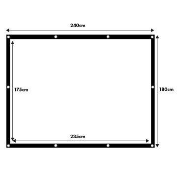 Maclean projection screen  120   240x180cm  25mm 4:3 border  tension hooks  MC-169