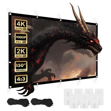 Maclean projection screen  150   300x220cm  25mm 4:3 border  tension hooks  MC-168