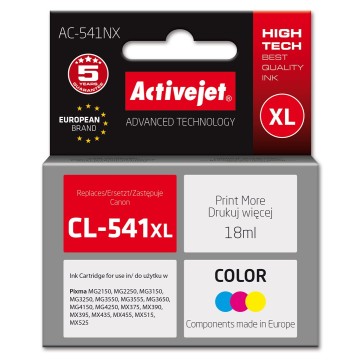 Activejet AC-541NX ink for Canon printer (replacement Canon CL-541XL) Supreme  18 ml  cyan  yellow  magenta