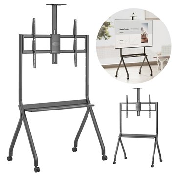 Maclean TV stand / cart  camera shelf  on casters  55-100   max load 120kg/10kg shelf  max. VESA 900x600  black  MC-114 B