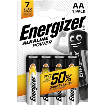 ENERGIZER BATTERY ALKALINE POWER AA LR6 BLISTER 4 PIECES