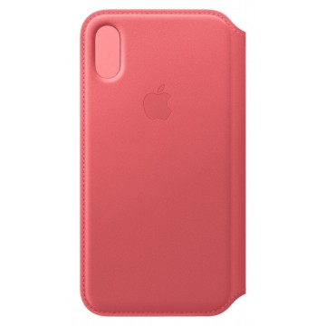 iPhone XS Leather Folio - Peony Pink (Rosa)
