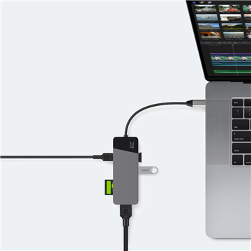 GREEN CELL HUB USB-C ADAPTER GC CONNECT 7W1 (3XUSB 3.1  HDMI 4K 60HZ  USB-C PD 85W  MICROSD/SD)