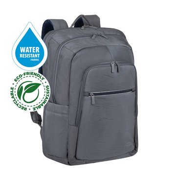RIVACASE 7569 Laptop Backpack 17.3  Alpendorf ECO  grey  waterproof material  eco rPet  pockets for smartphone  documents  acces
