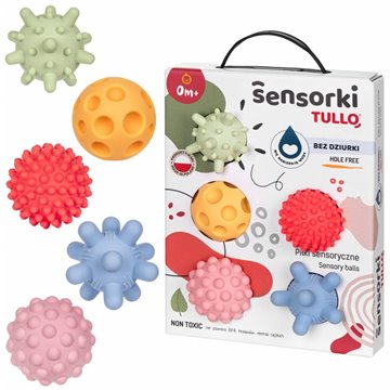 Sensory balls without holes TULLO pastel  5 pcs