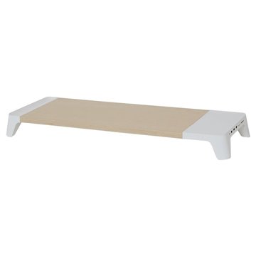 POUT EYES8 - 3-in-1 wooden monitor stand hub with fast wireless charging pad  white