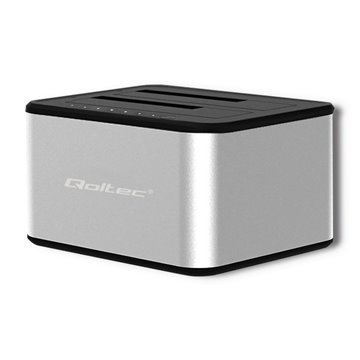 Qoltec 5316 2x HDD / SSD docking station | 2.5  /3.5  SATA | USB 3.0 | Clonning