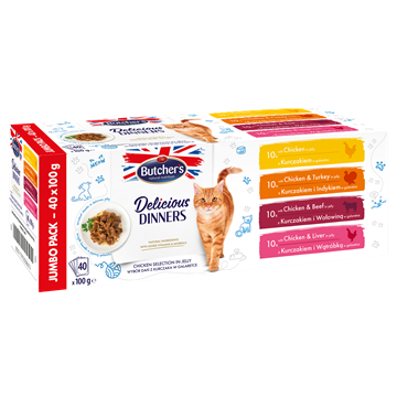 BUTCHER'S Delicious Dinners Jumbo Pack - wet cat food - 40 x 100g