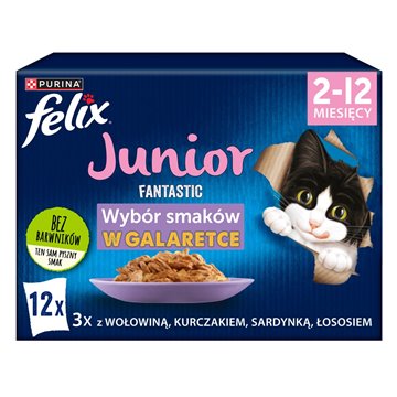 Felix Fantastic jelly food for kittens in jelly beef  chicken  salmon  sardine - 12x 85 g