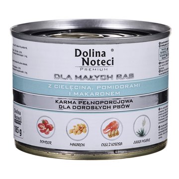 DOLINA NOTECI Premium with veal  tomatoes and pasta - wet dog food for adult small breeds - 185g