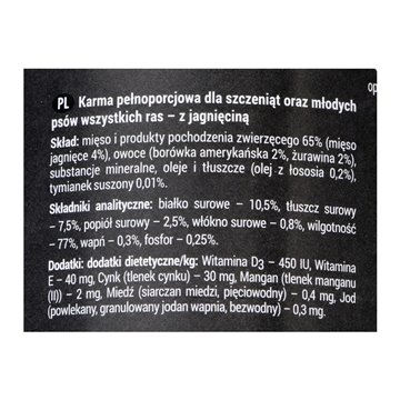 Dolina Noteci Rafi Junior with lamb  cranberry and blueberry - Wet dog food 400 g