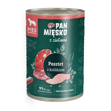 PAN MIĘSKO with herbs Rabbit pate - wet dog food - 400g