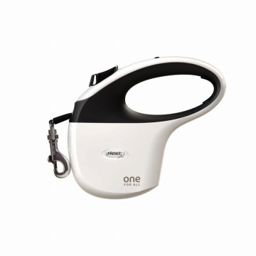 FLEXI One for All S white - black - automatic dog leash for dogs up to 30kg - 5m