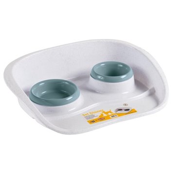 KERBL Double bowl for dog or cat with stand - 300 ml / 250 ml