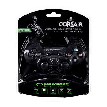 Esperanza EG106 Gaming Controller Joystick PC Playstation 2 Playstation 3 Analogue / Digital USB 2.0 Black