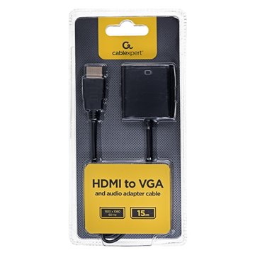 Gembird A-HDMI-VGA-03 video cable adapter 0.15 m HDMI Type A (Standard) VGA (D-Sub) Black