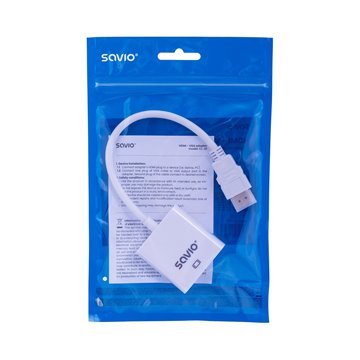 Savio CL-27B video cable adapter 0.1 m HDMI Type A (Standard) VGA (D-Sub) White