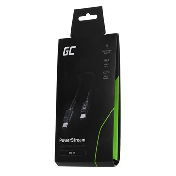 Green Cell KABGC30 USB cable USB 2.0 1.2 m USB C Black