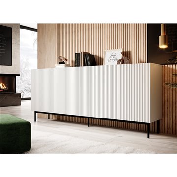 PAFOS chest of drawers on a black steel frame 200x40x102 cm white matt