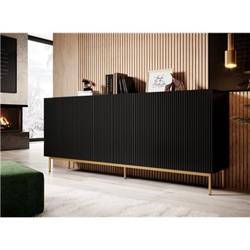 PAFOS chest of drawers on golden steel frame 200x40x102 matte black