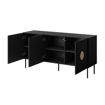 PALAZZO chest of drawers 150x42x75 black + oak craft