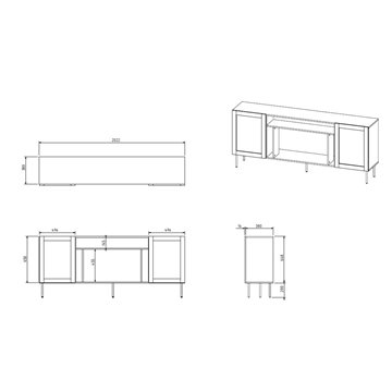 JUTA EF chest of drawers + electric fireplace 202x39.5x85 black + linol calabria