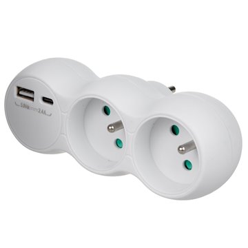 Maclean Current Outlet  Socket Splitter with 2 Sockets  2x USB A/C  Type E  2x16A  MCE339 E
