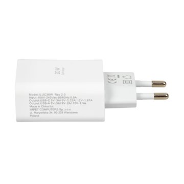 Wall charger iBOX C-36 GaN PD20W  white