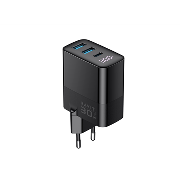 Havit UCLE001 EU - GaN three-port charger 30 W  black