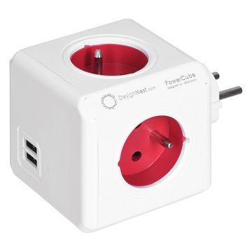 Allocacoc PowerCube Original USB Type E power extension 4 AC outlet(s) Indoor Red