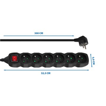 Esperanza ELK218K Power strip 6GN/3M Black