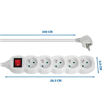 Esperanza ELK215W Power strip 5GN/3M White