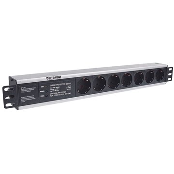 Intellinet 19  1.5U Rackmount 7-Way Power Strip - German Type   With Surge Protection  3m Power Cord
